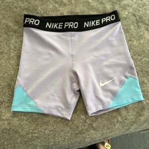 Nike Pro Kids Light Purple and Aqua Athletic Shorts